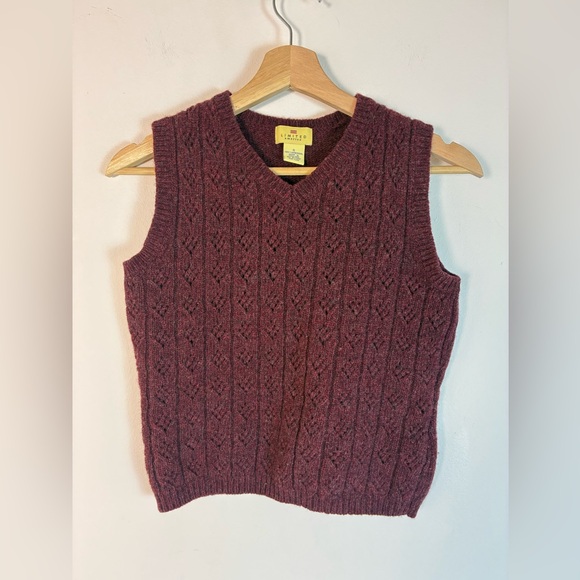 Vintage Limited America Sweater Vest Women Small 100% Lambswool Burgundy - Picture 1 of 5